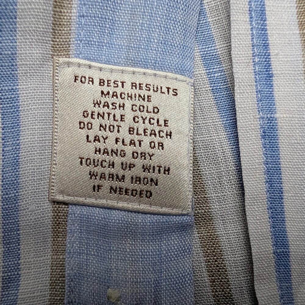 Peter Millar Mens Large 100% Linen Button Down Shirt Blue Resort Old Money - Picture 8 of 9